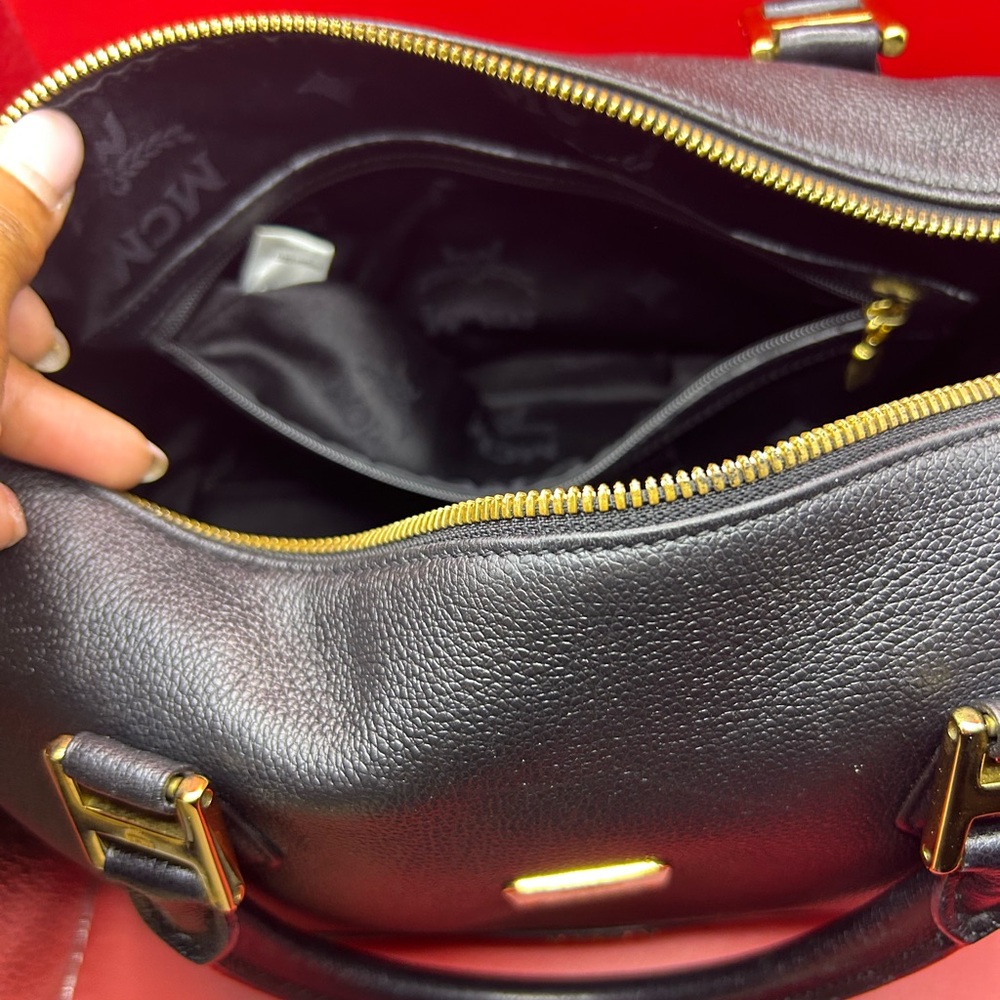 MCM Black Leather Duffel with Gold Details - Picture 6 of 16